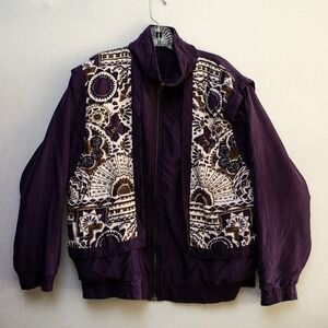 Bocoo Purple Jacket S Full-Zip 80s 90s 100% Silk Windbreaker lined beads Vintage